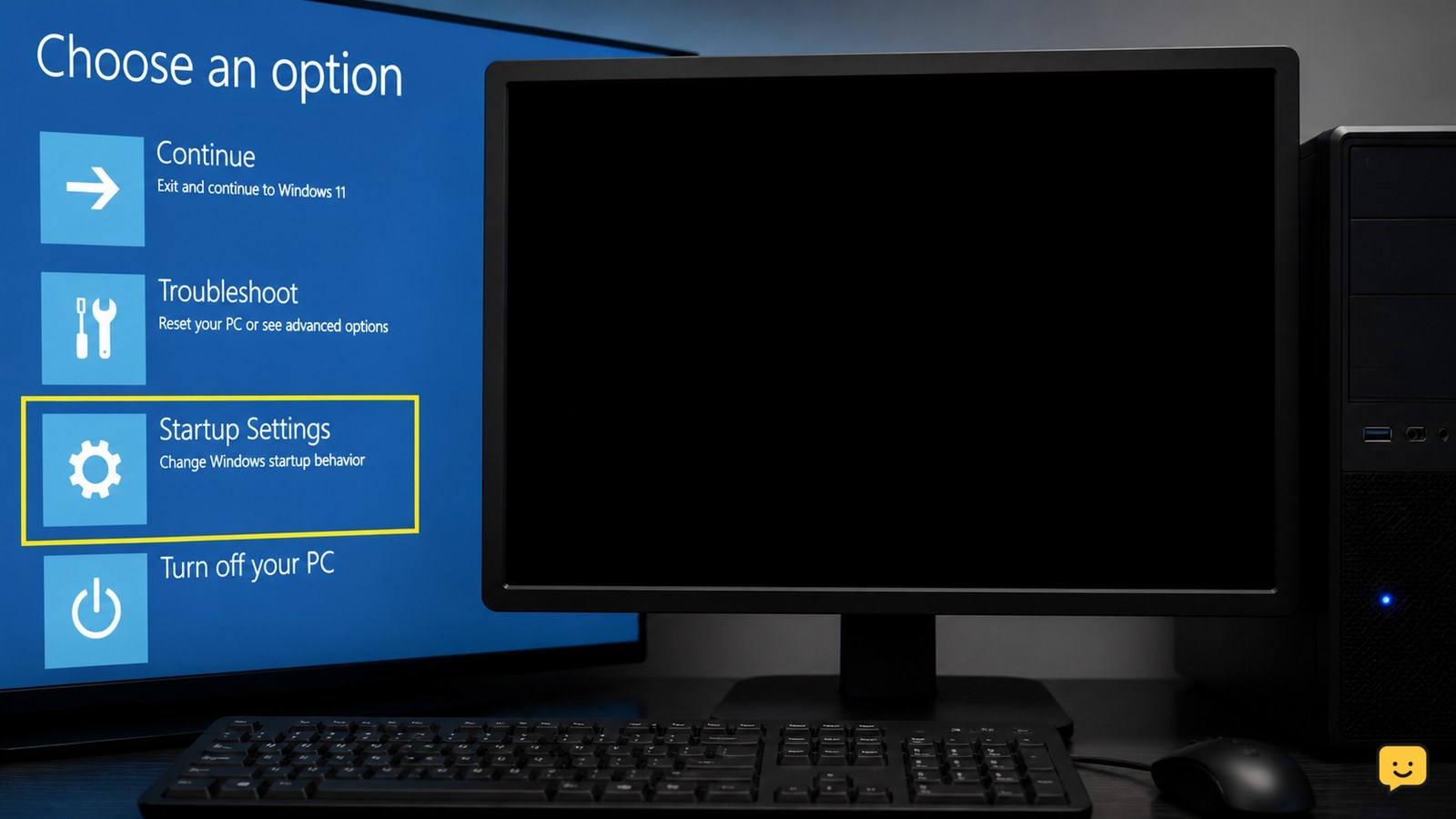 Windows computer showing a black screen while starting Safe Mode