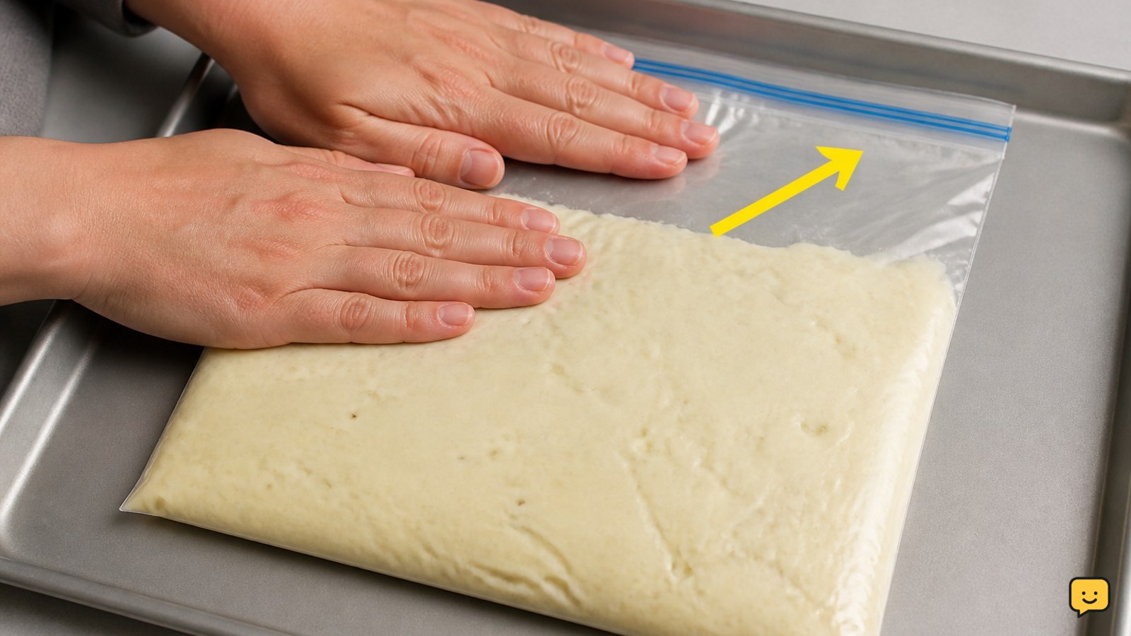 Mashed potatoes measured into a freezer bag and flattened before sealing