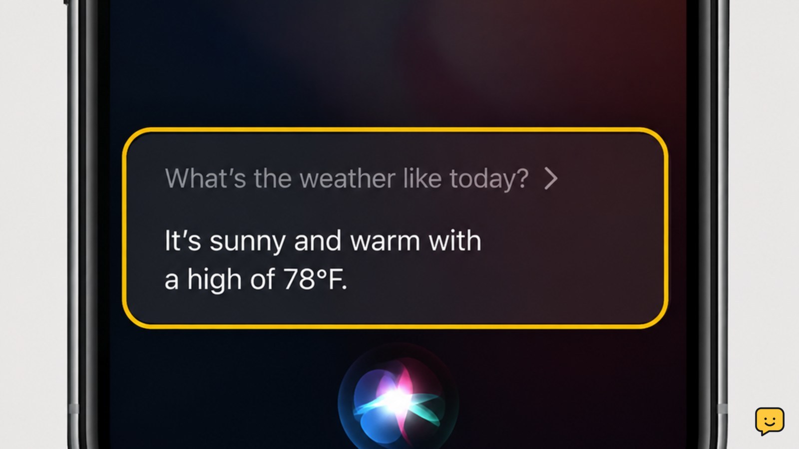 iPhone screen showing an active Siri response after testing the selected voice.