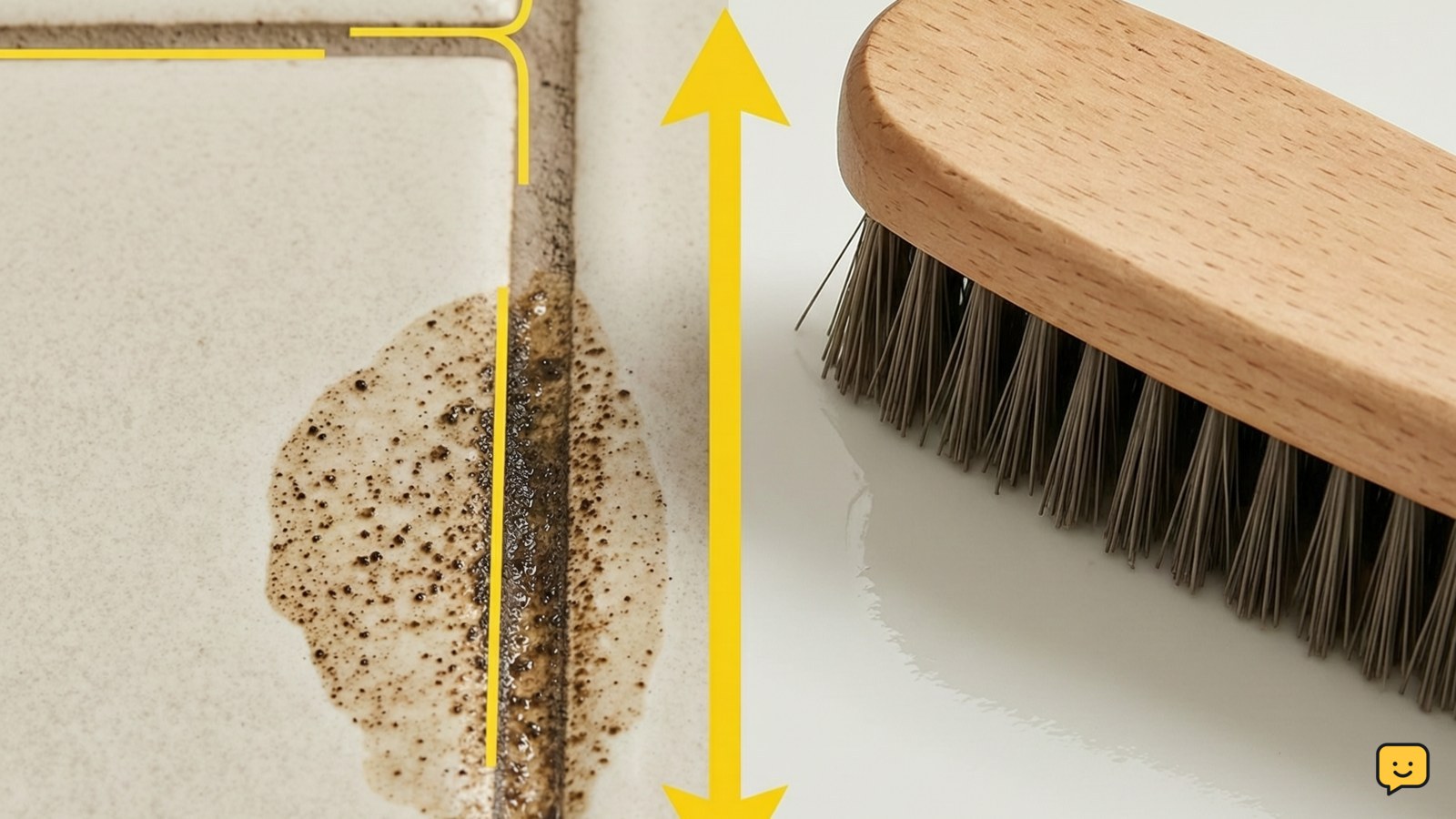 Dirty and cleaned grout lines on adjacent tile sections