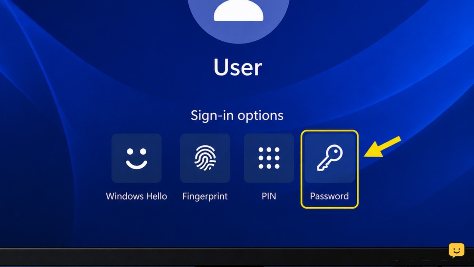 Windows Sign-in options menu with PIN and password icons