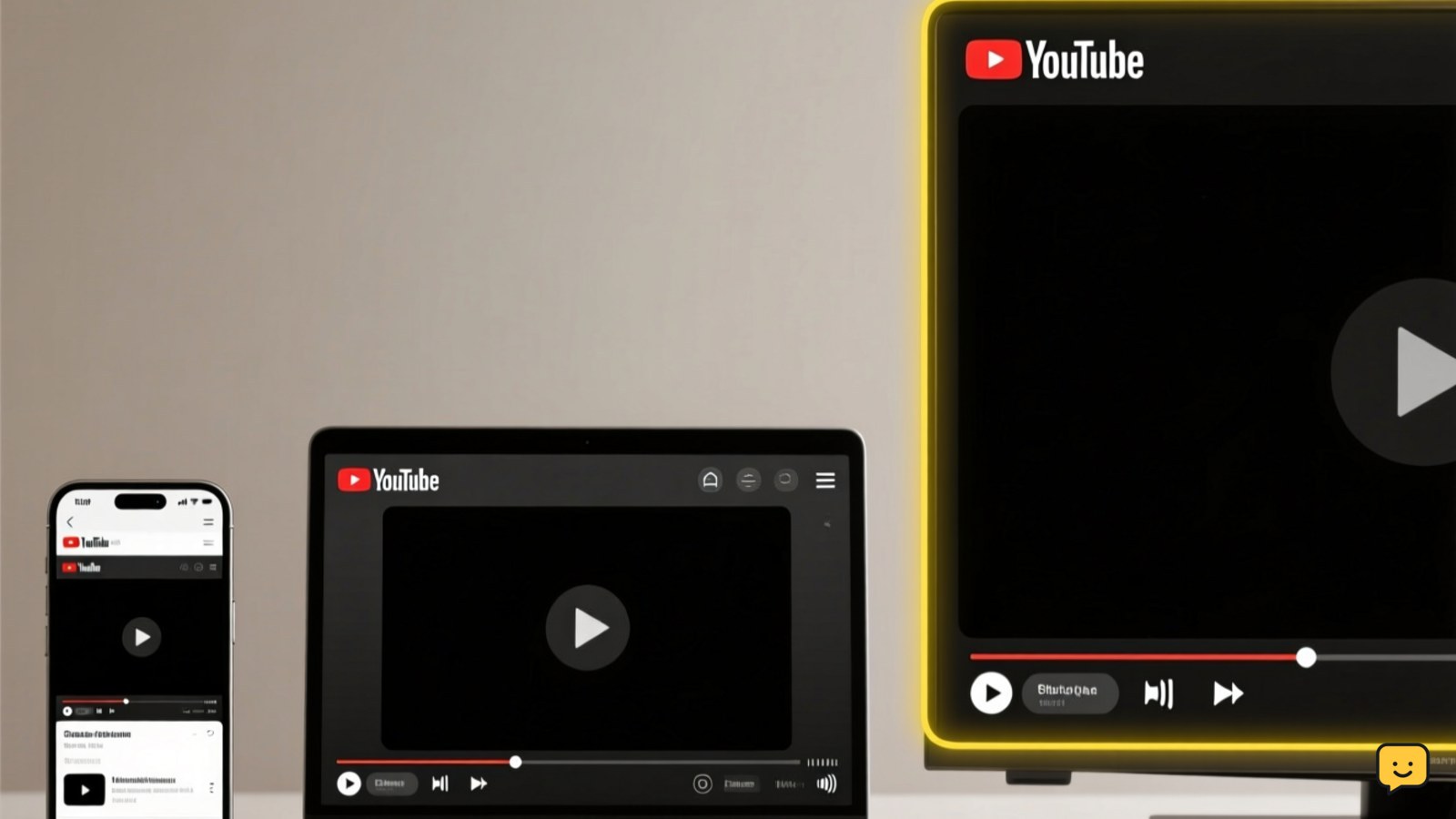 Generic smartphone, computer, and TV screens showing a black video playback area during a YouTube screen blackout