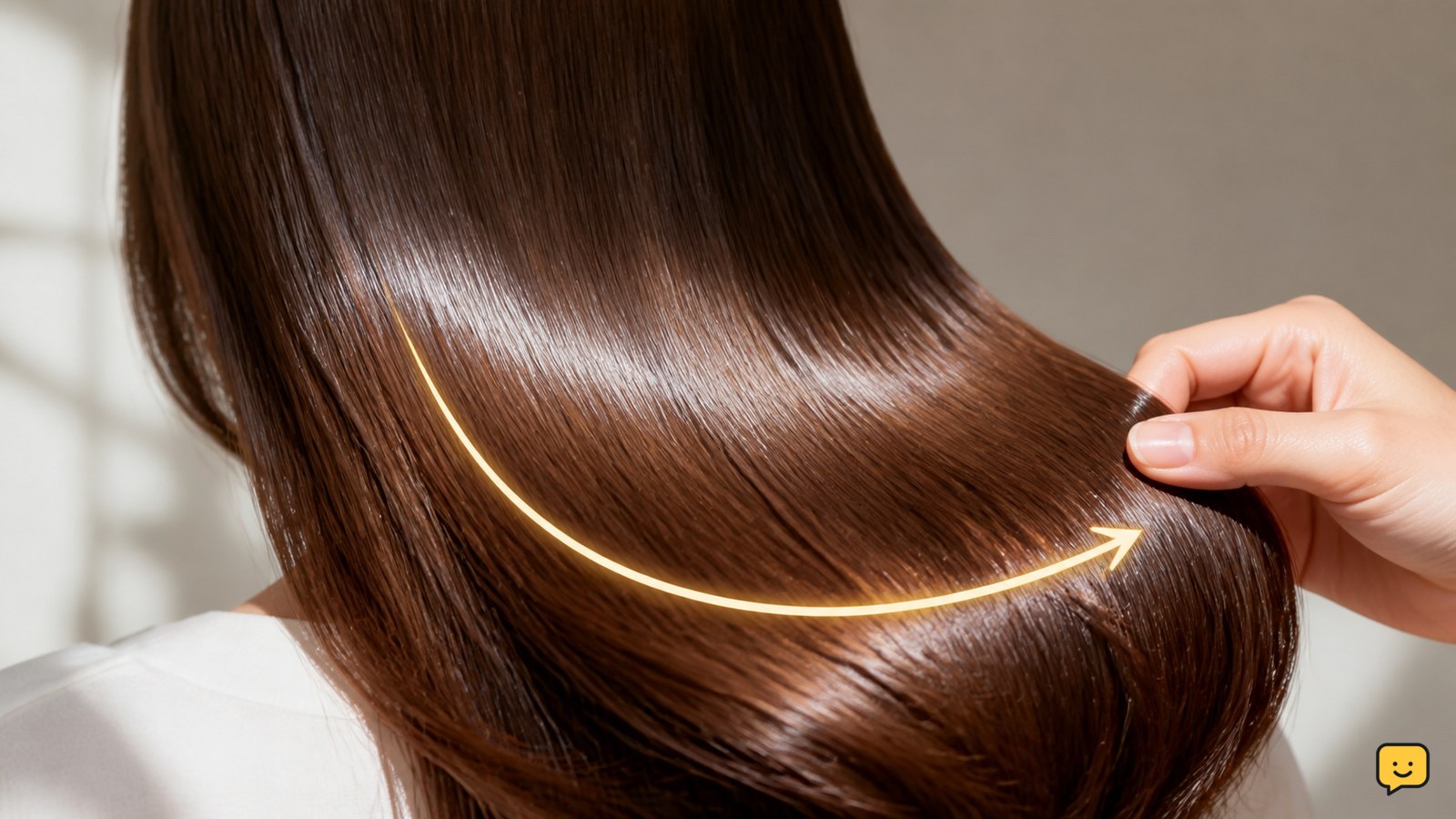 Healthy-looking hair with a smooth, glossy finish under soft natural light