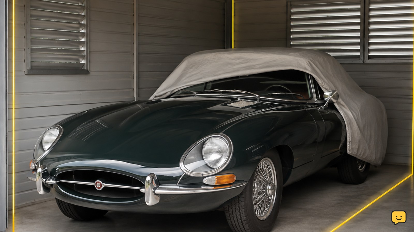 Classic car stored clean and dry in a ventilated garage