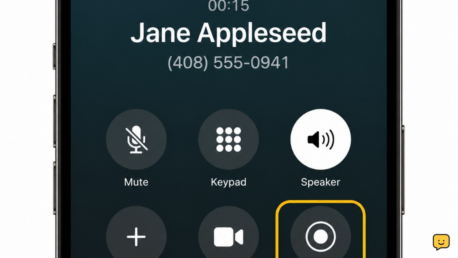 iPhone active call screen with the Call Recording control highlighted