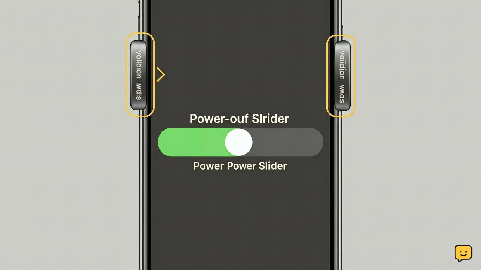 iPhone showing the power-off slider with the side and volume buttons highlighted