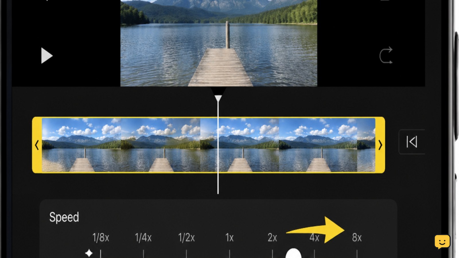 iMovie speed slider moved right to make an iPhone video play faster
