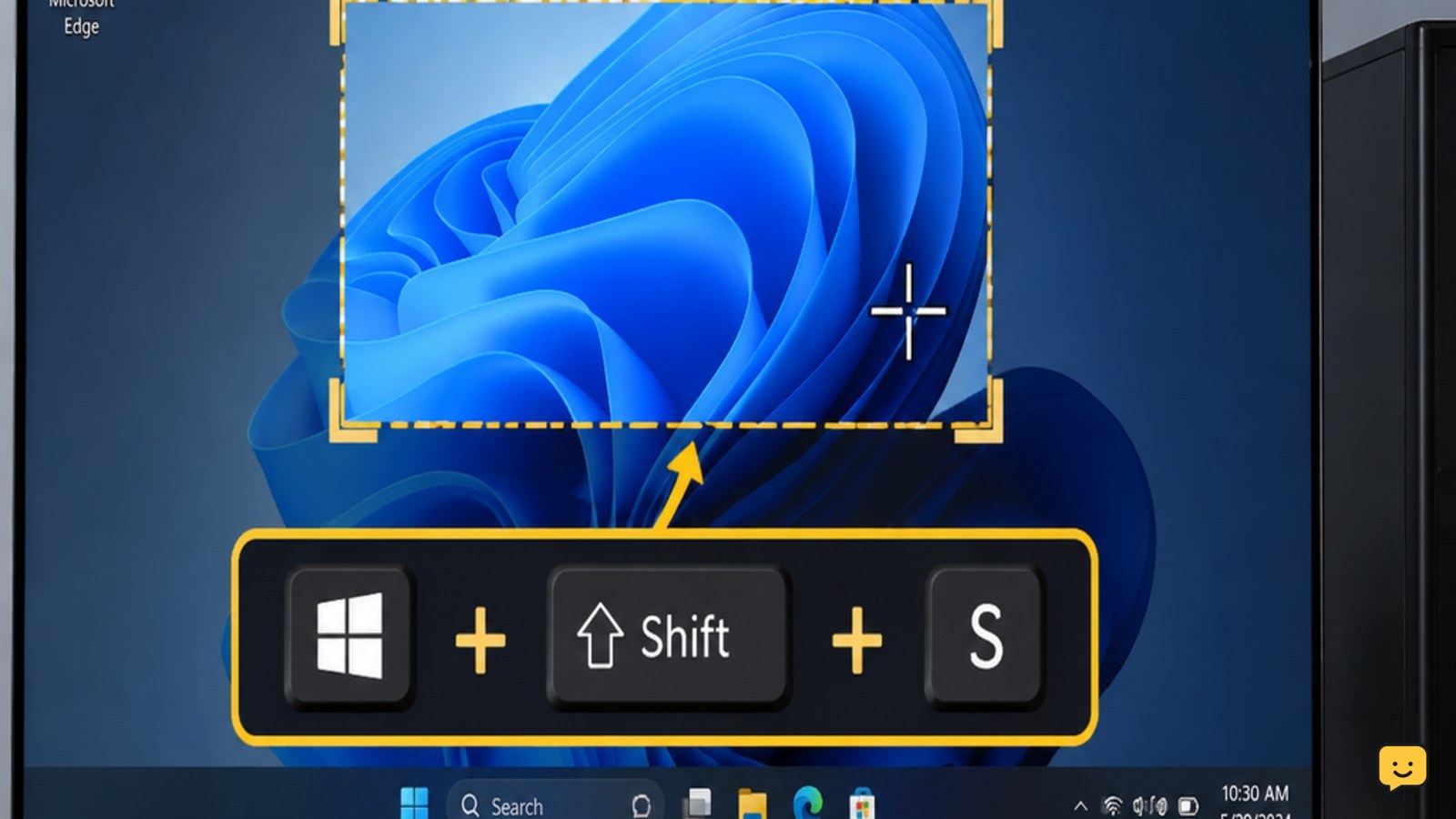 Windows PC showing the Snipping Tool overlay ready to select an area for a screenshot