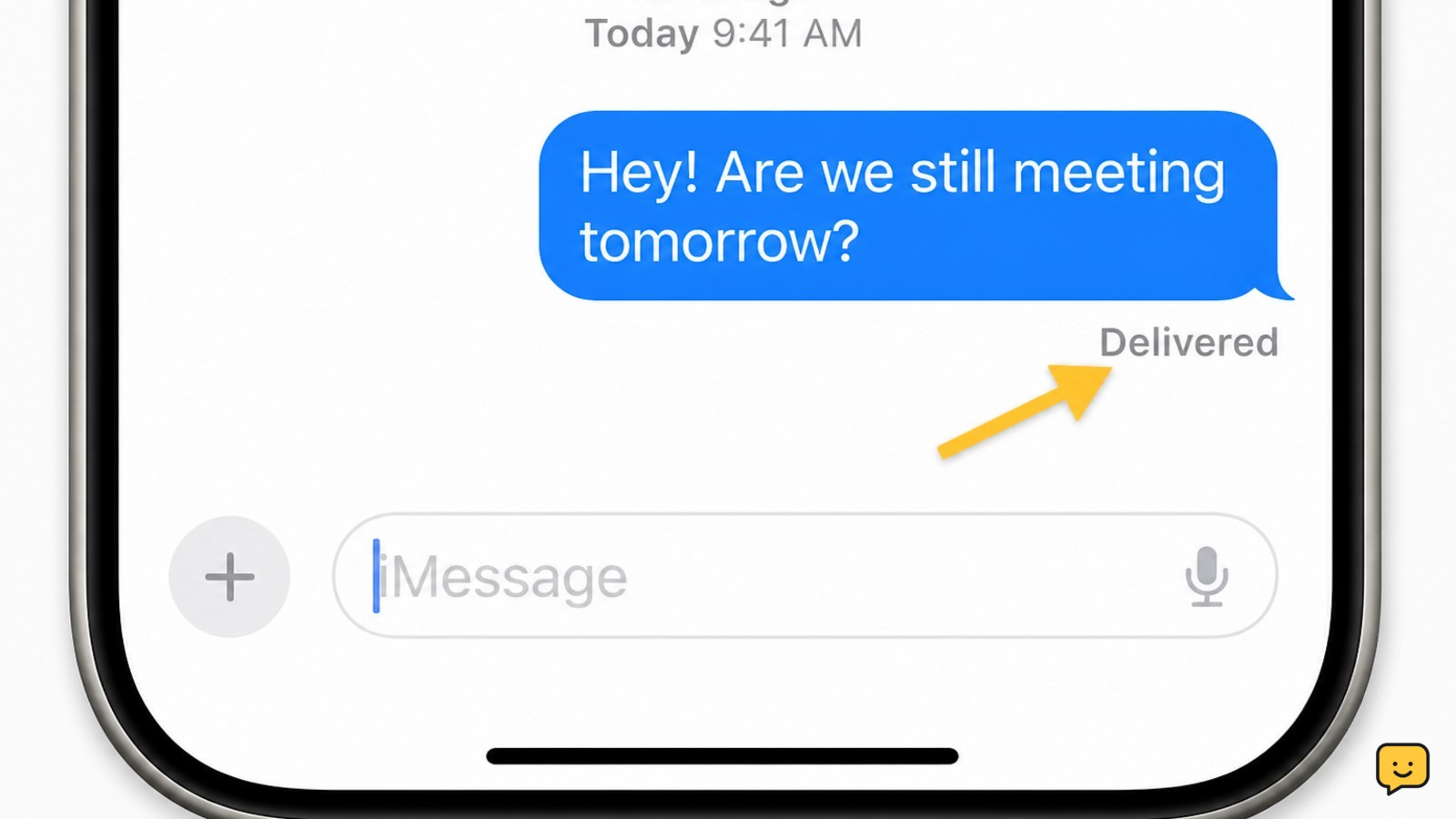 iPhone Messages conversation showing a blue iMessage with the delivery status area beneath it