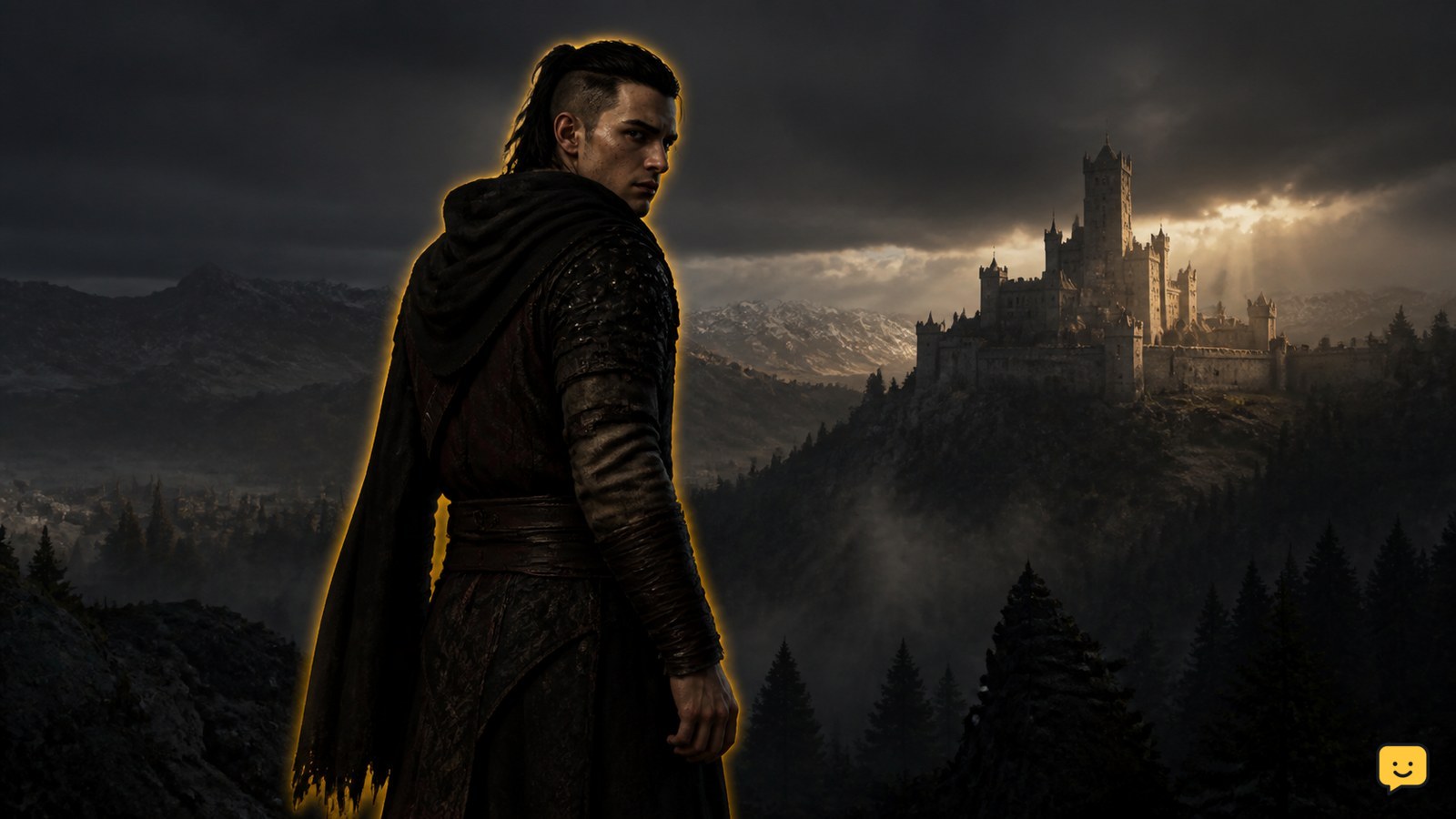 Coen standing alone in the dark fantasy world of The Blood of Dawnwalker