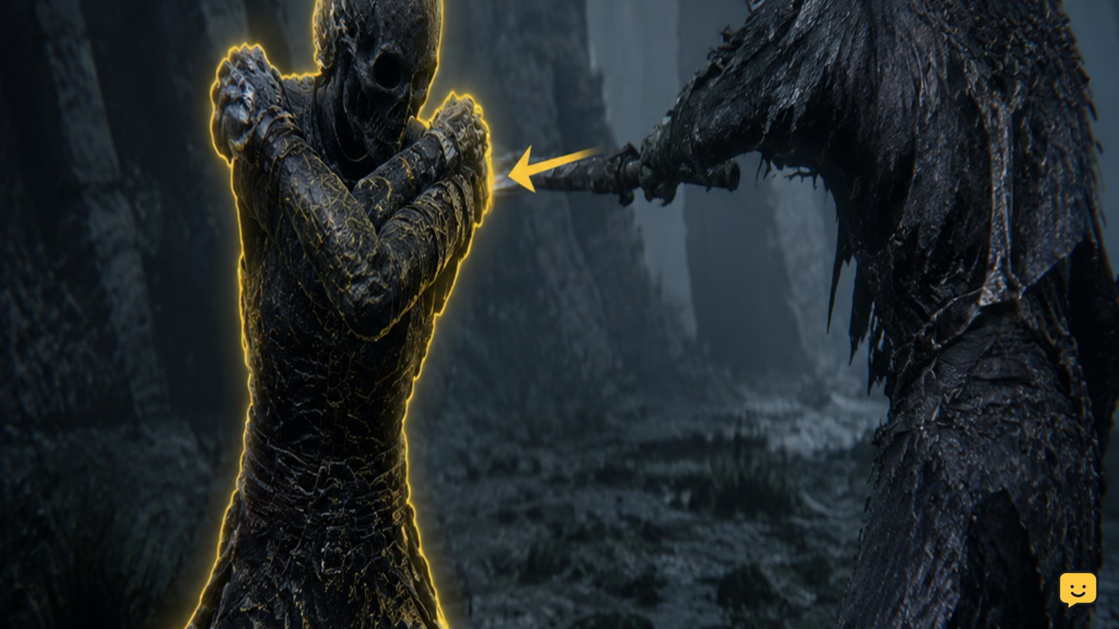 Mortal Shell II character Hardened as a normal enemy strike reaches the Shell