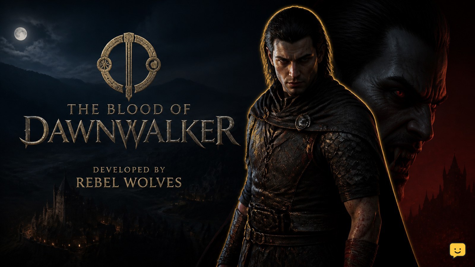 Official key art for The Blood of Dawnwalker, the dark fantasy RPG developed by Rebel Wolves