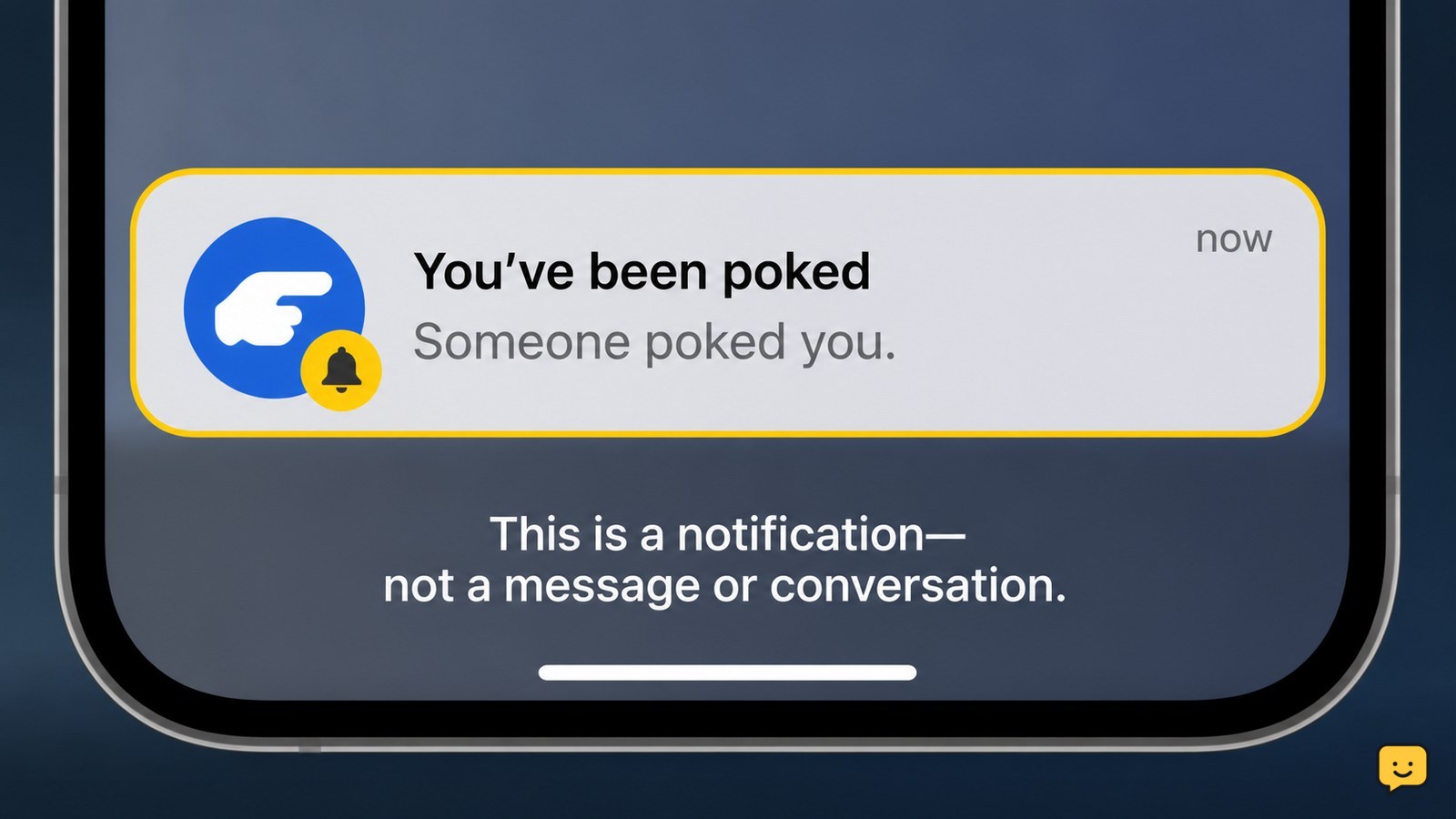 Illustration of a phone notification labeled as a Facebook poke with a highlighted alert indicator