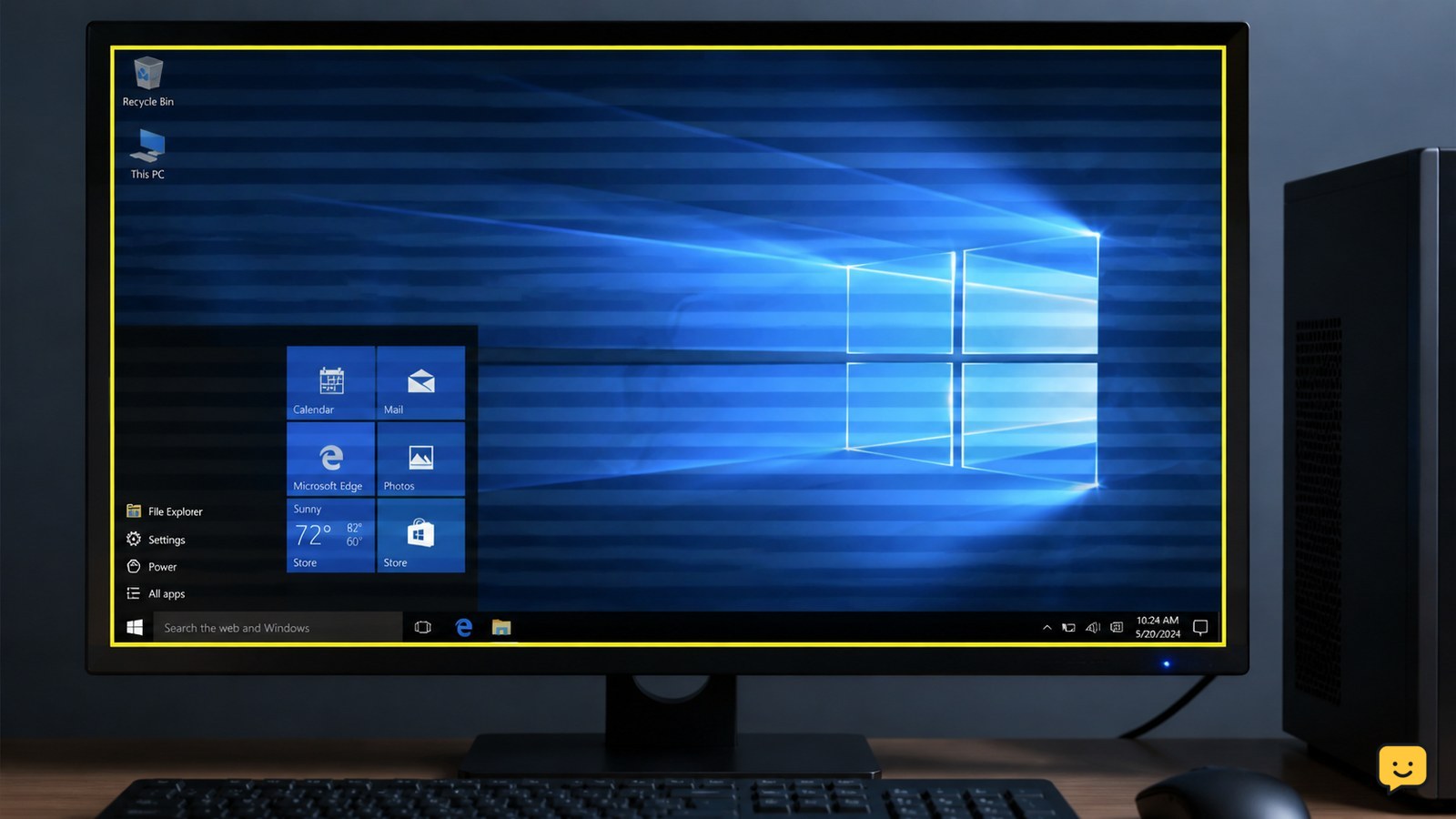 Computer monitor showing a visible screen flicker across the desktop