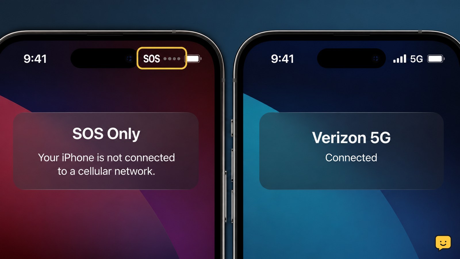 Phone status bar showing SOS instead of normal carrier signal
