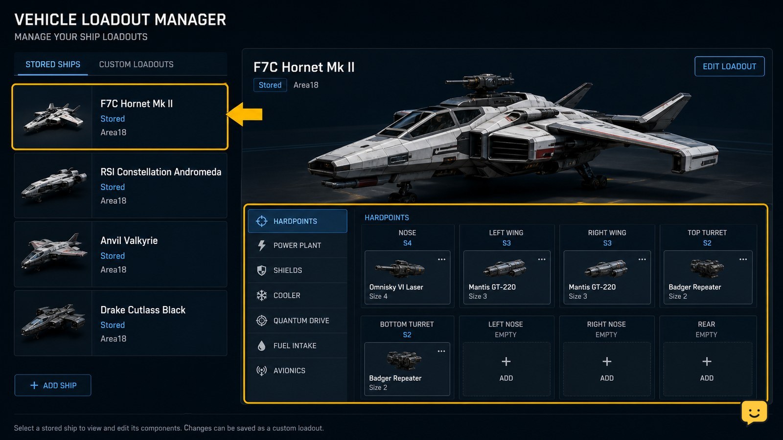 How to Equip Ship Components in Star Citizen: Hardpoints