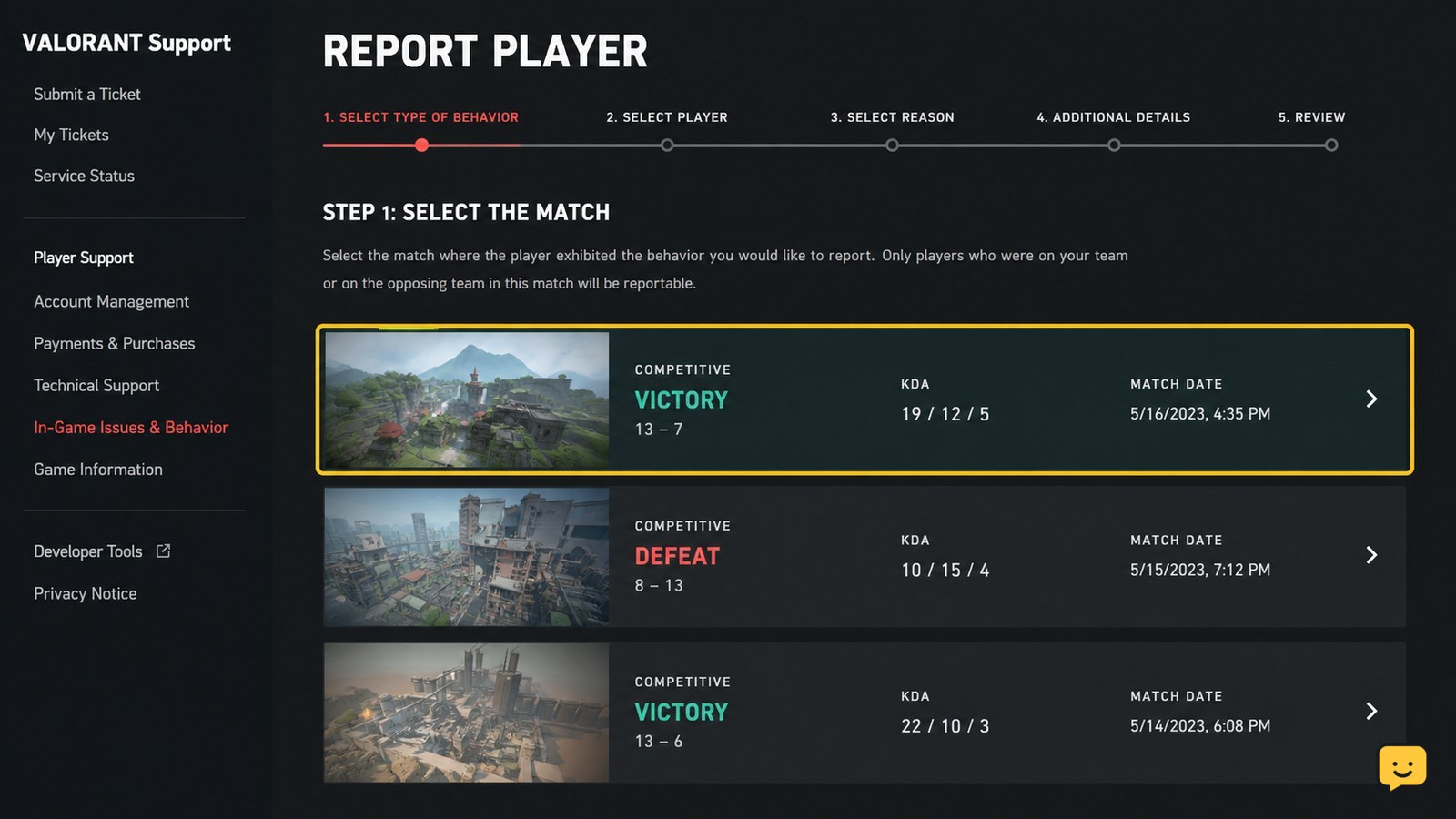 VALORANT How to Report a Player After a Match