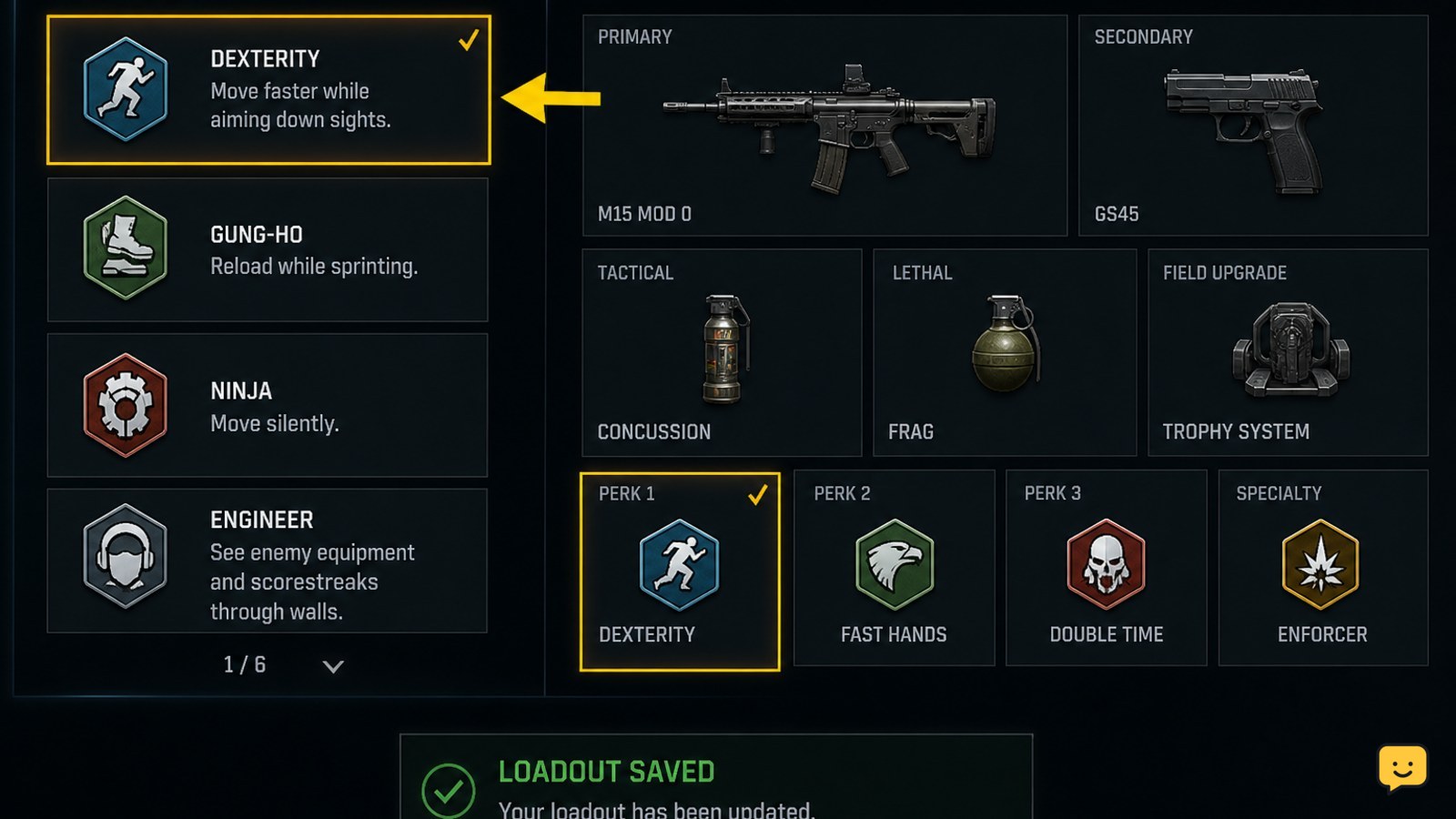 Black Ops 7 loadout showing an available perk equipped in a class slot