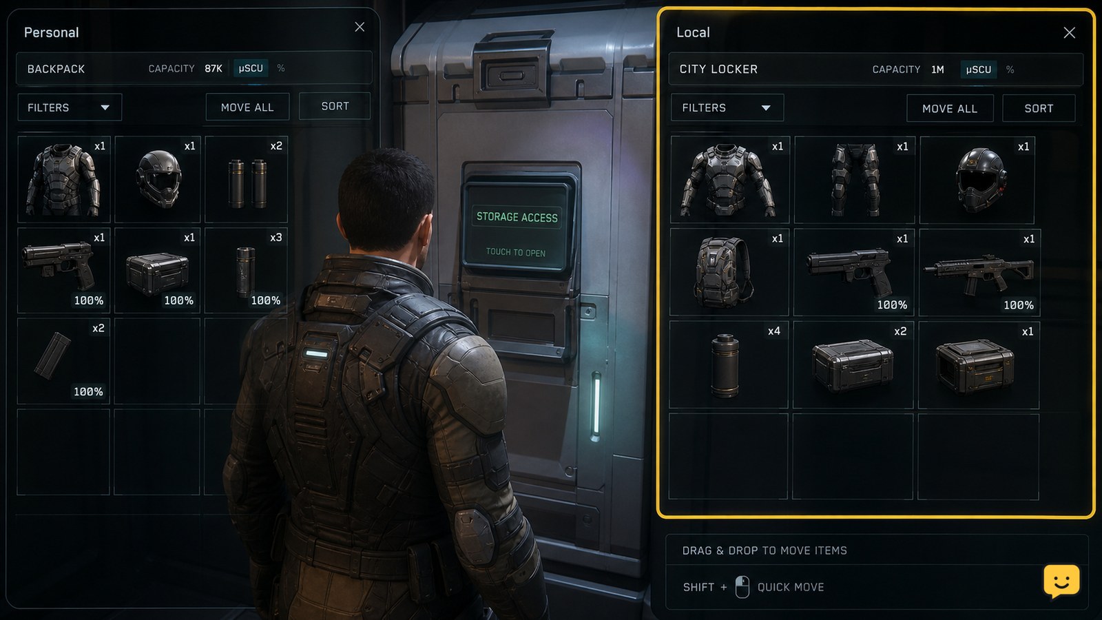 Star Citizen How Do I Store Items in Local Inventory?