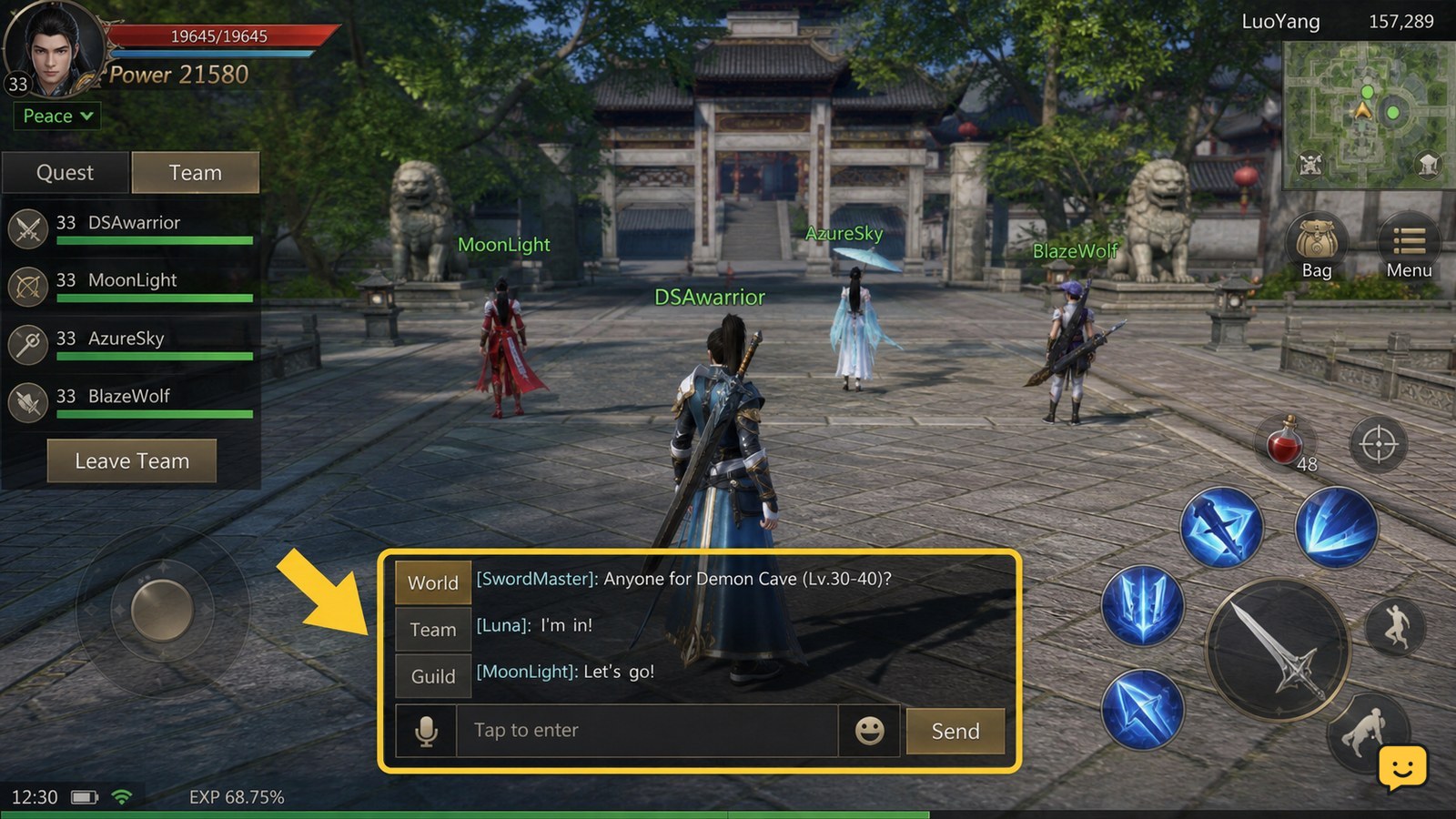 Dragon Sword Awakening How to Use In-Game Chat