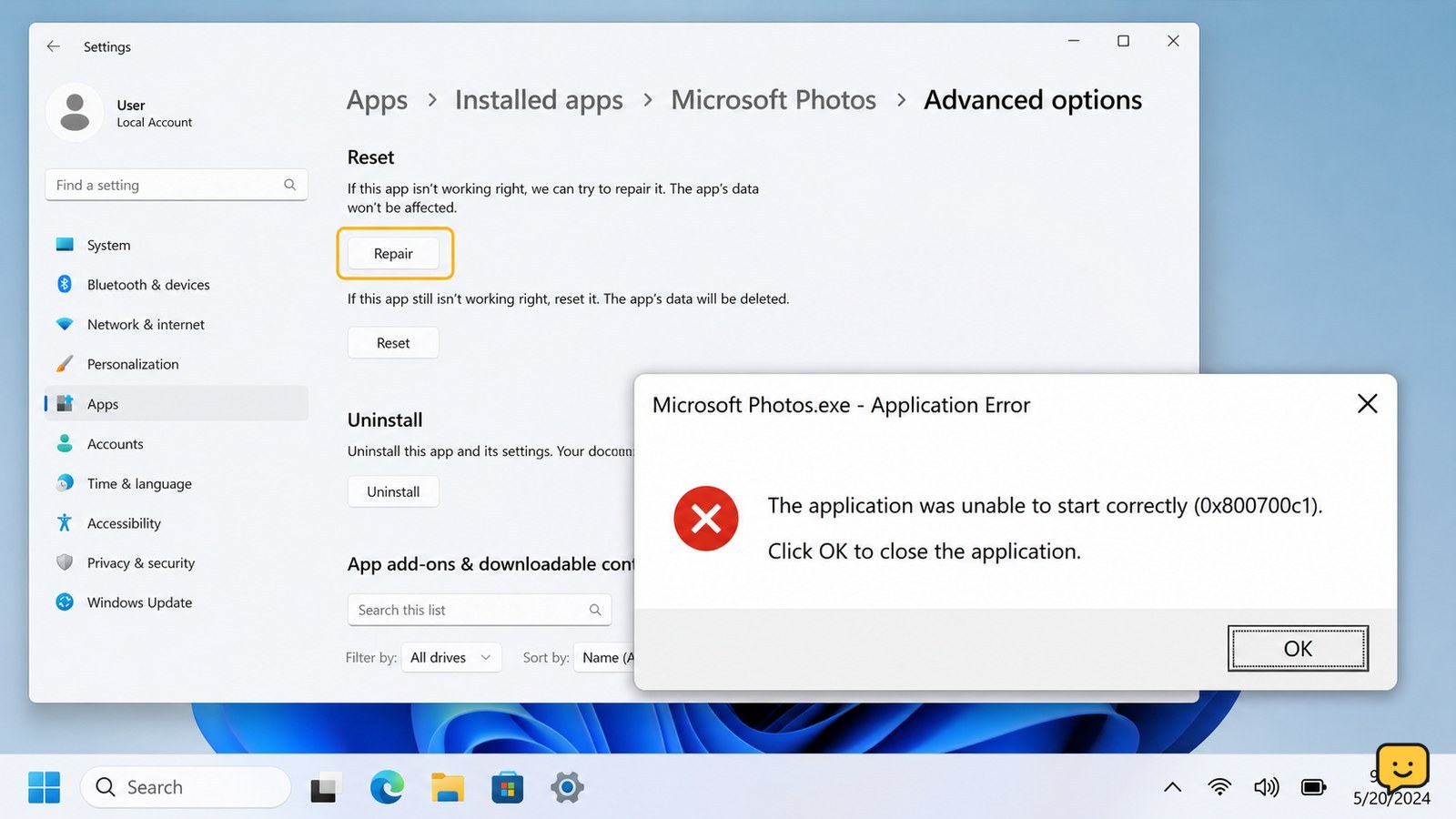 Error Code 0x800700c1: Fix Windows Apps