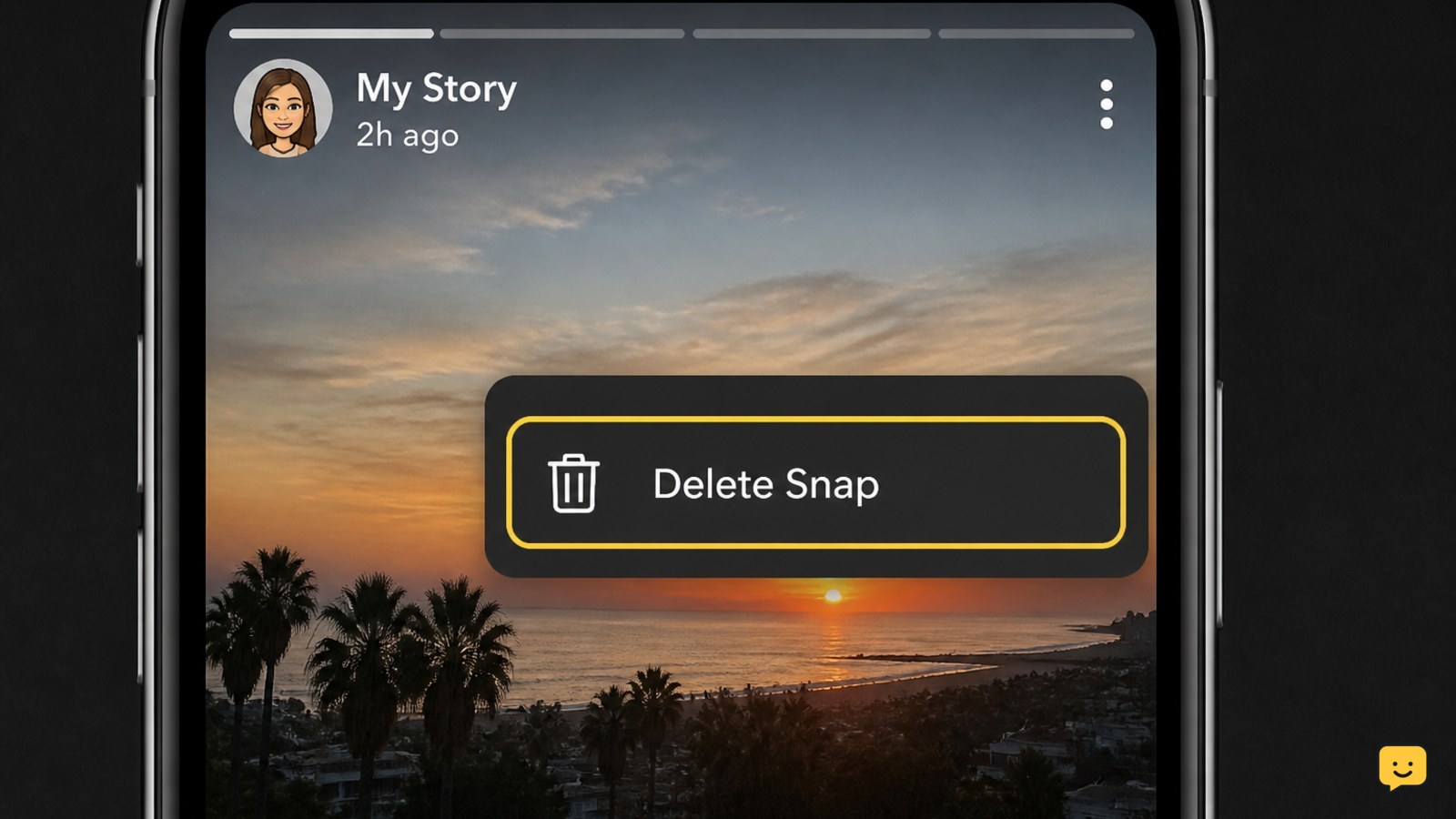 Delete Snap control displayed over an individual Snapchat Story Snap