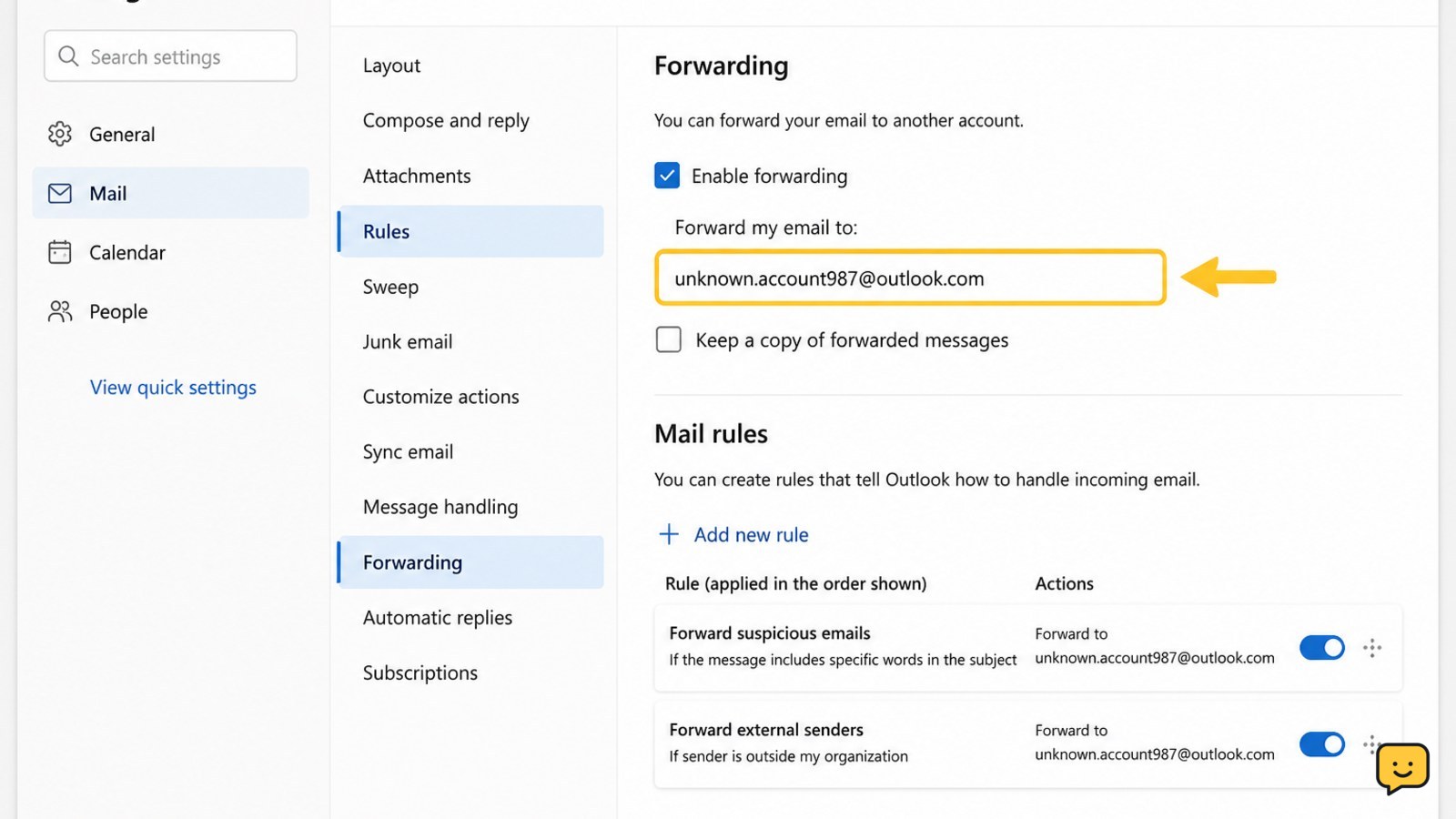 How to Tell If an Email Forwarding Rule Was Added