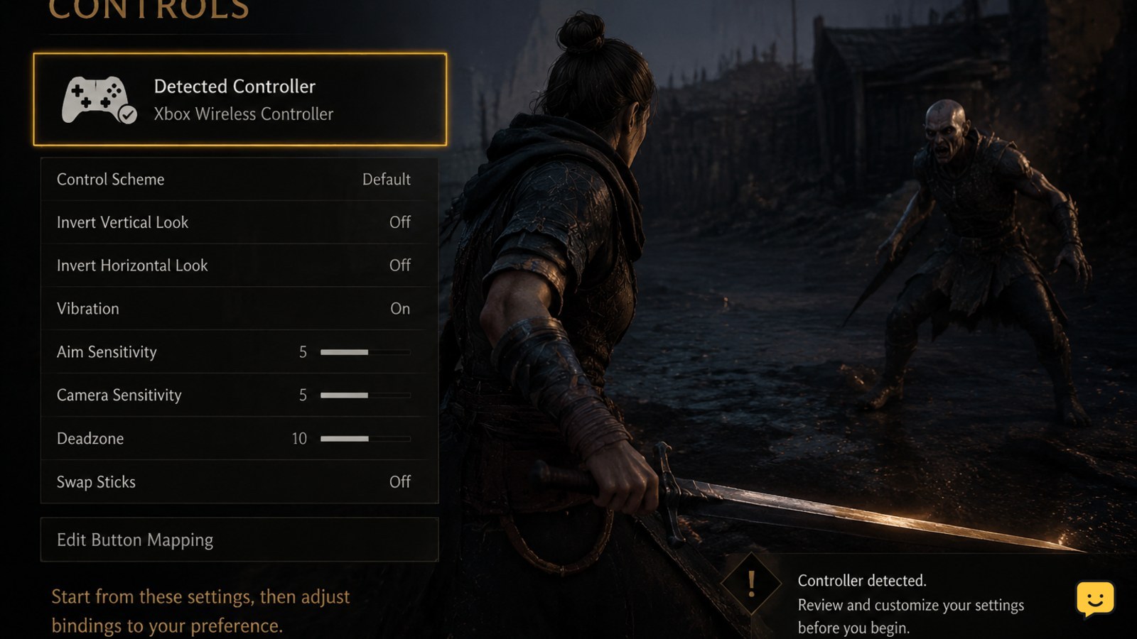 The Blood of Dawnwalker Controller Settings