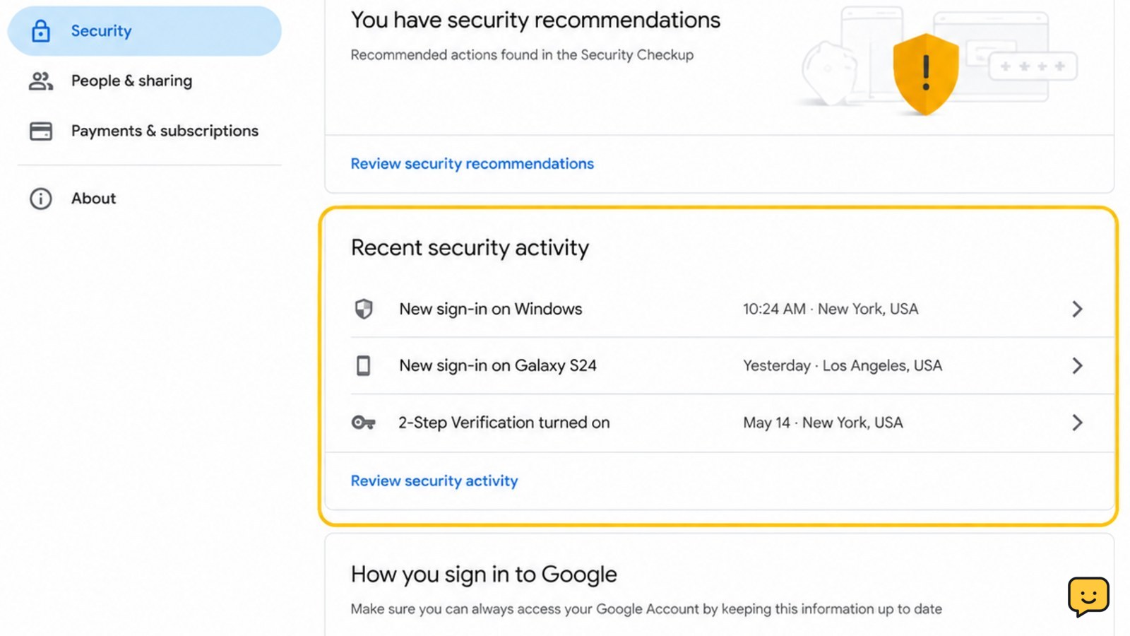 How to Review Recent Security Activity on a Google Account