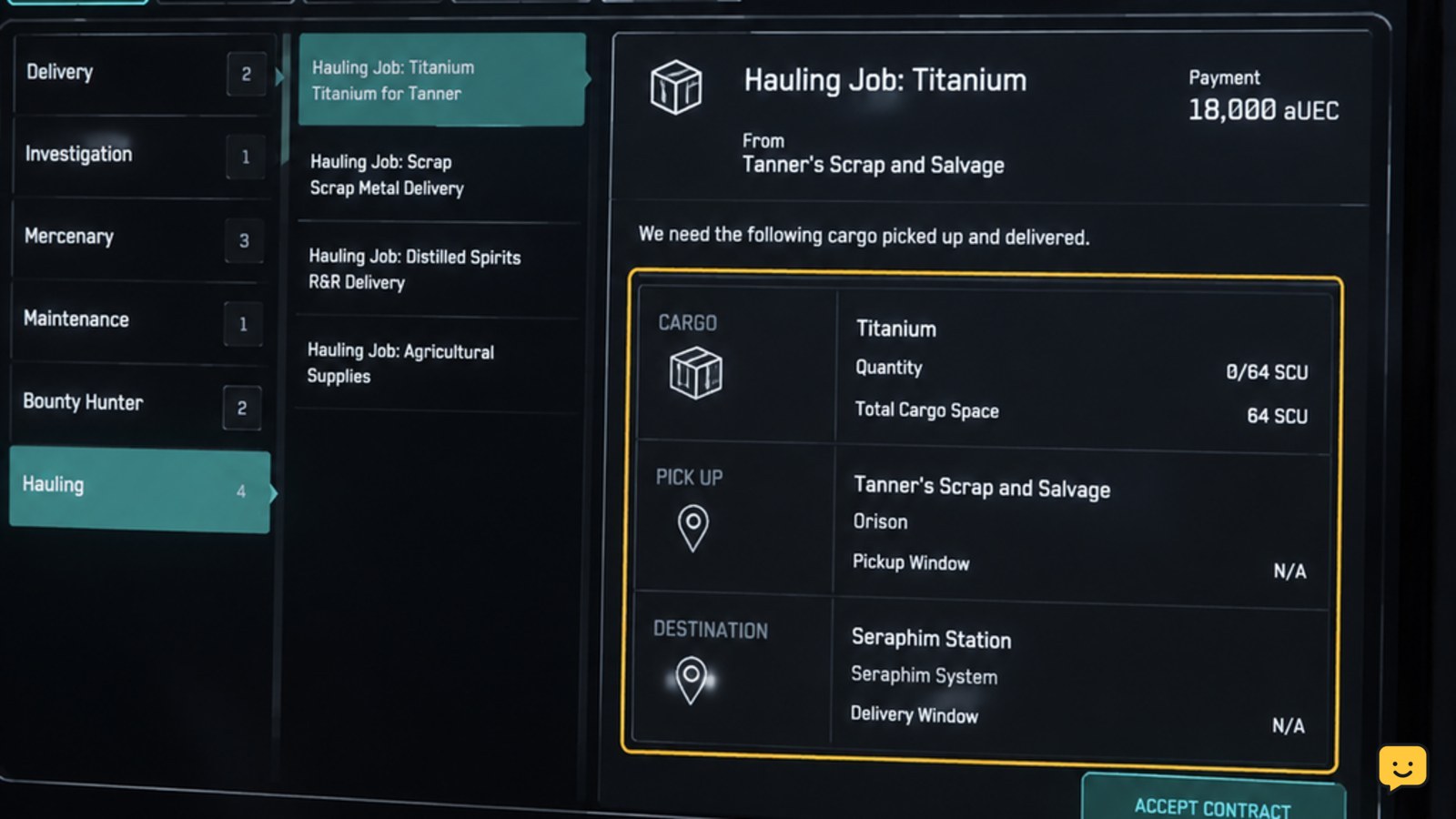 Star Citizen: Accept Cargo Hauling Missions