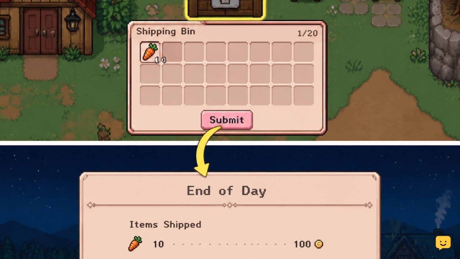 Fields of Mistria: Use the Shipping Bin